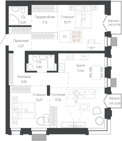 Купить трехкомнатную квартиру в новостройках на улице Южный тракт в Алтайском крае. Вариант № 7629886, 0, площадь -  квм, цена 22636590 рублей
