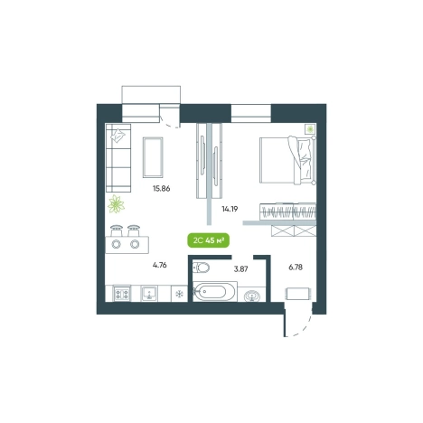 Купить двухкомнатную квартиру в новостройках на улице Коминтерна в Новосибирске. Вариант № 10026580, 0, площадь -  квм, цена 7932000 рублей