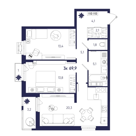 Купить квартиру на улице Ударная в Пензе. Вариант № 10320331, 0, площадь -  квм, цена 6325950 рублей