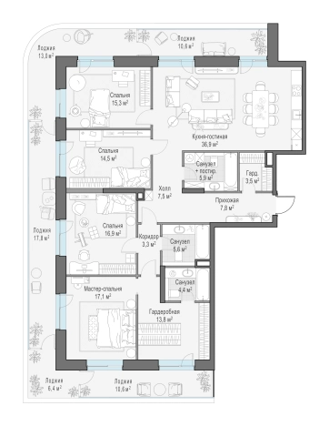 . Вариант № 107216, 0, площадь - 183.2 квм, цена 116380000 рублей
