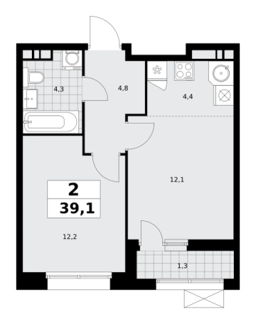 Купить двухкомнатную квартиру в ЖК Бунинские кварталы в Москве. Вариант № 836482, 0, площадь -  квм, цена 16029827 рублей