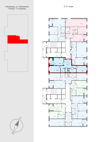. Вариант № 150478, 1, площадь - 77.1 квм, цена 10948200 рублей