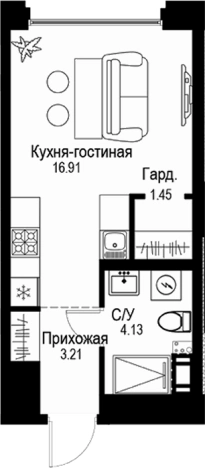Купить Студию у метро Петроградская в Санкт-Петербурге. Вариант № 4828976, 0, площадь -  квм, цена 17990000 рублей