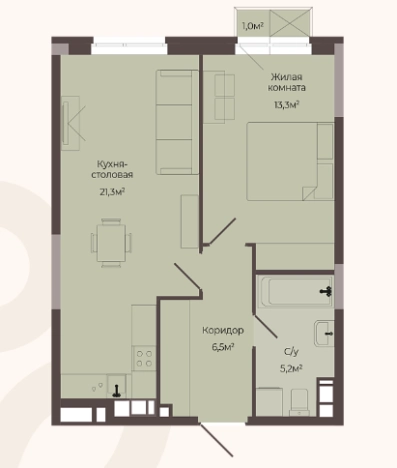 . Вариант № 123102, 0, площадь - 46.6 квм, цена 7782200 рублей