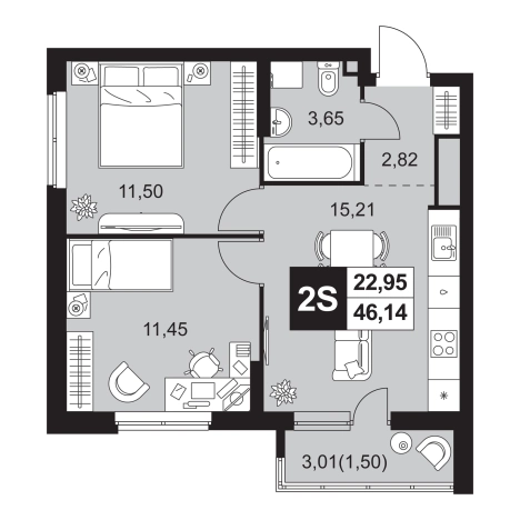 Купить двухкомнатную квартиру на улице Заводская в Пензенской области. Вариант № 9237742, 0, площадь -  квм, цена 5739816 рублей