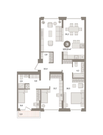 Купить трехкомнатную квартиру у метро Домодедовская в Московской области. Вариант № 8538307, 0, площадь -  квм, цена 18130000 рублей