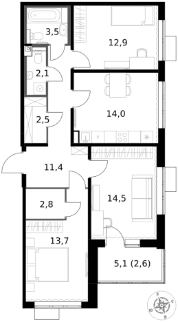 . Вариант № 9806775, 0, площадь - 80 квм, цена 20744000 рублей