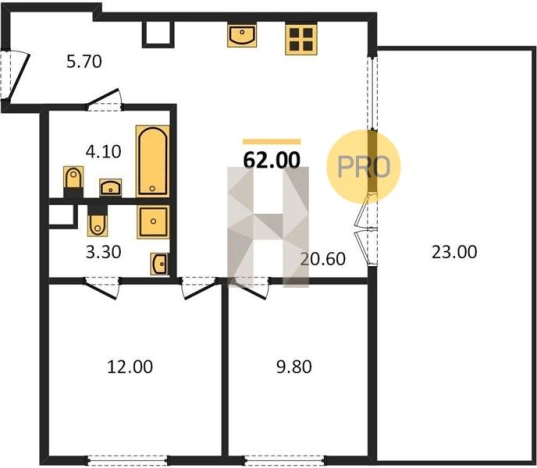 Купить двухкомнатную квартиру в районе Центральный жилой в Ижевске. Вариант № 61477, 0, площадь -  квм, цена 5443900 рублей