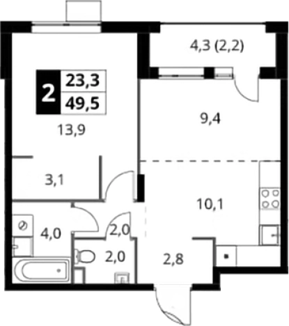 Купить двухкомнатную квартиру в ЖК 1-й Шереметьевский в Химках. Вариант № 9822020, 0, площадь -  квм, цена 15107400 рублей
