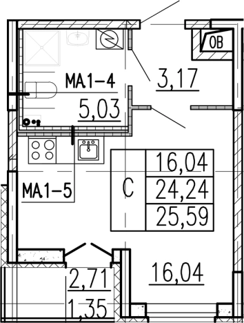 Купить Студию в ЖК Высота в Ленинградской области. Вариант № 9095339, 0, площадь -  квм, цена 3883500 рублей