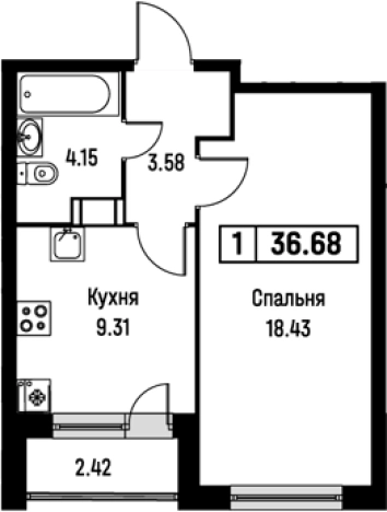 Купить квартиру на улице Екатерининская в Мурине. Вариант № 8062297, 0, площадь -  квм, цена 6823663 рублей