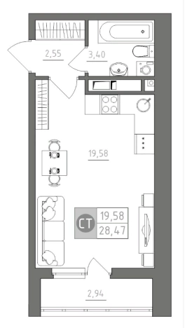 Купить Студию в Тульской области. Вариант № 71839, 0, площадь -  квм, цена 3216256 рублей