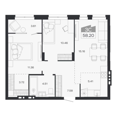 Купить трехкомнатную квартиру в ЖК Базилик (НОВОСИБИРСК) в Новосибирской области. Вариант № 9951839, 0, площадь -  квм, цена 0 рублей