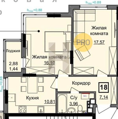 Купить двухкомнатную квартиру в ЖК Семья. Дом на Парковой в Ижевске. Вариант № 71612, 0, площадь -  квм, цена 4410000 рублей