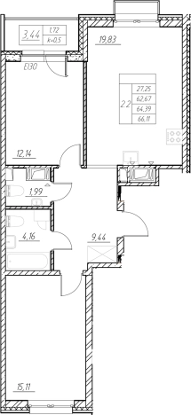 Купить трехкомнатную квартиру в ЖК RESPECT в Санкт-Петербурге. Вариант № 6058178, 0, площадь -  квм, цена 21845522 рублей