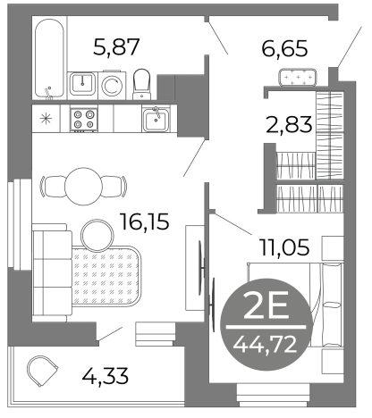 Купить двухкомнатную квартиру в ЖК Галилей в Воронеже. Вариант № 88829, 0, площадь -  квм, цена 6693474 рублей