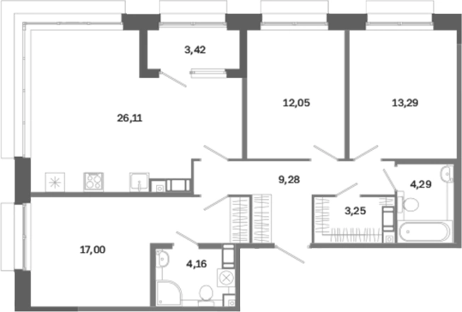 Купить многокомнатную квартиру у метро Обводный Канал в Санкт-Петербурге. Вариант № 6260370, 0, площадь -  квм, цена 35262249 рублей