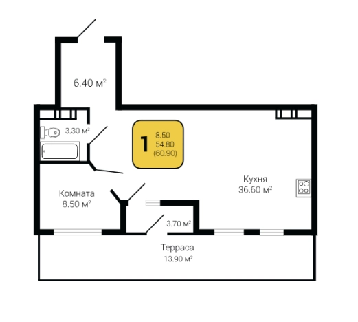 Купить однокомнатную квартиру на улице Остужева в Воронеже. Вариант № 93366, 0, площадь -  квм, цена 8006584 рублей