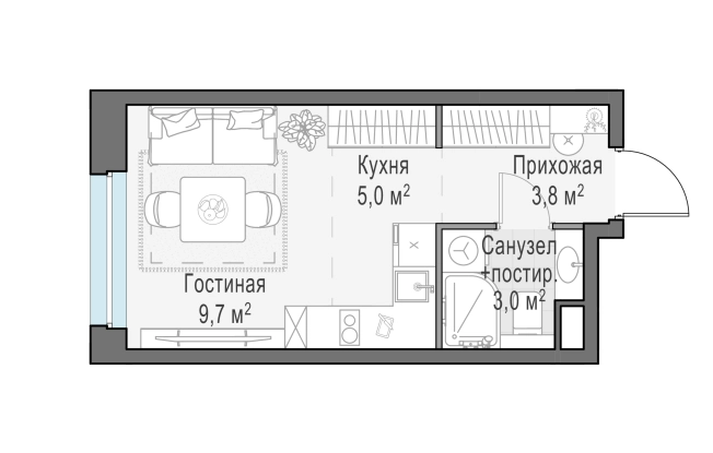 Купить Студию в ЖК Белый Grad в Мытищах. Вариант № 167015, 0, площадь -  квм, цена 6050000 рублей
