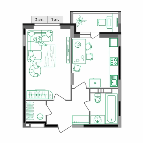 Купить однокомнатную квартиру в ЖК Маршал в Коврове. Вариант № 2731690, 2, площадь -  квм, цена 4448093 рублей
