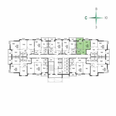. Вариант № 2731687, 4, площадь - 37 квм, цена 4088500 рублей