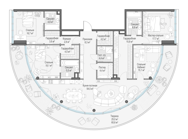 Купить пятикомнатную квартиру у метро Фрунзенская в Москве. Вариант № 169911, 0, площадь -  квм, цена 668230000 рублей