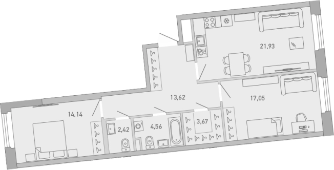 . Вариант № 9145218, 0, площадь - 77.39 квм, цена 30850169 рублей