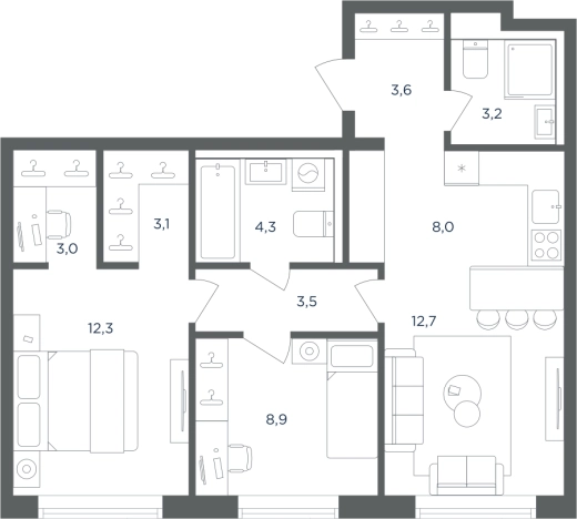 Купить трехкомнатную квартиру в Одинцове. Вариант № 157285, 0, площадь -  квм, цена 14107895 рублей