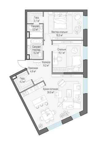 Купить квартиру в новостройках у метро Автозаводская в Москве. Вариант № 107943, 0, площадь - квм, цена 63290000 рублей