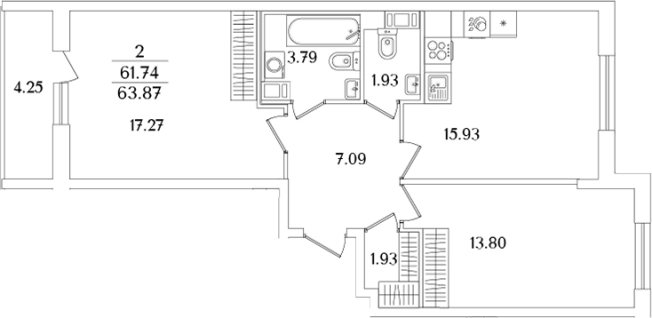 Купить двухкомнатную квартиру в районе исторический  Сосновая Поляна в Санкт-Петербурге. Вариант № 6713190, 0, площадь -  квм, цена 20112716 рублей
