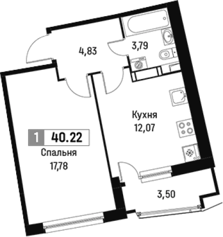 Купить однокомнатную квартиру в ЖК Авиатор в Мурине. Вариант № 6213634, 0, площадь -  квм, цена 6825948 рублей