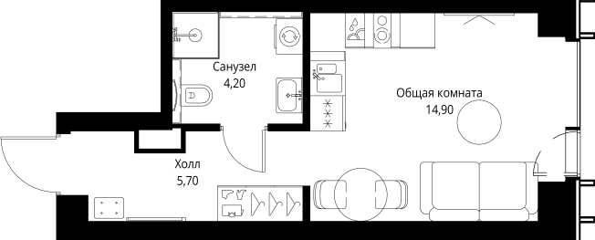 Купить Студию у метро Аминьевская в Москве. Вариант № 10380883, 0, площадь -  квм, цена 20484800 рублей