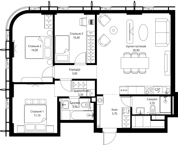 Купить трехкомнатную квартиру у метро Мякинино в Москве. Вариант № 161469, 0, площадь -  квм, цена 31877274 рублей