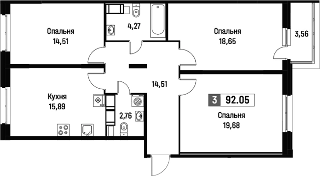 Купить четырехкомнатную квартиру в Мурине. Вариант № 8064581, 0, площадь -  квм, цена 15881767 рублей