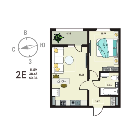 Купить квартиру в ЖК Зеленый Квартал Бабяково в Воронежской области. Вариант № 119379, 0, площадь -  квм, цена 4349460 рублей