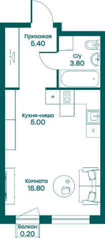 Купить Студию в новостройках в Одинцове. Вариант № 83873, 0, площадь -  квм, цена 7214028 рублей