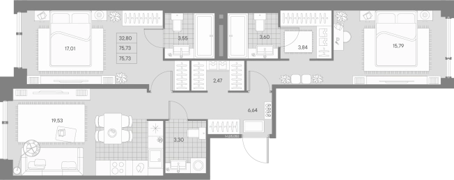 Купить трехкомнатную квартиру в ЖК AVANT в Санкт-Петербурге. Вариант № 4160705, 0, площадь -  квм, цена 47222705 рублей