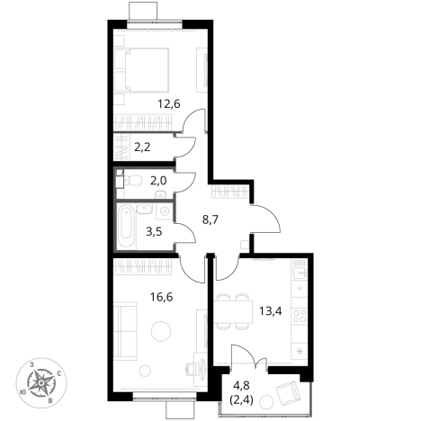 Купить двухкомнатную квартиру в Видном. Вариант № 9805895, 0, площадь -  квм, цена 19064700 рублей