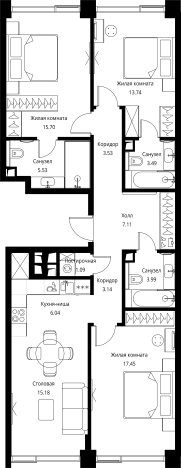 Купить трехкомнатную квартиру на вторичке в ЖК City Bay в Москве. Вариант № 141783, 0, площадь -  квм, цена 38089600 рублей