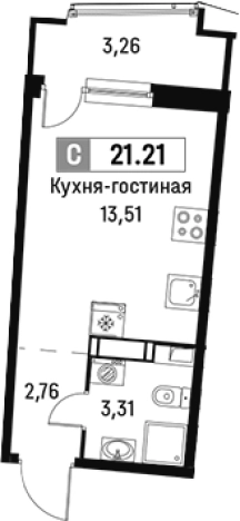 Купить Студию у метро Девяткино в Мурине. Вариант № 6212487, 0, площадь -  квм, цена 3917278 рублей