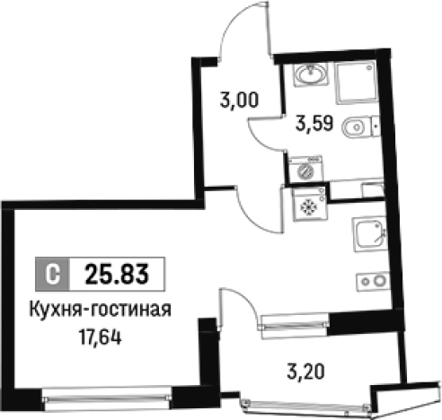 Купить Студию у метро Девяткино в Мурине. Вариант № 6211931, 0, площадь -  квм, цена 4970267 рублей