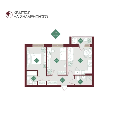 Купить двухкомнатную квартиру в новостройках в Тобольске. Вариант № 162855, 0, площадь -  квм, цена 7230000 рублей