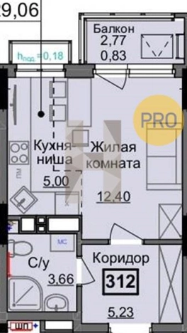 Купить Студию в районе Индустриальный в Ижевске. Вариант № 73760, 0, площадь -  квм, цена 2820000 рублей