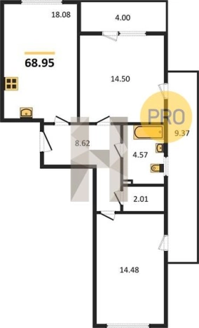 Купить двухкомнатную квартиру в ЖК Клён (Калининград) в Калининграде. Вариант № 75286, 0, площадь -  квм, цена 10530000 рублей