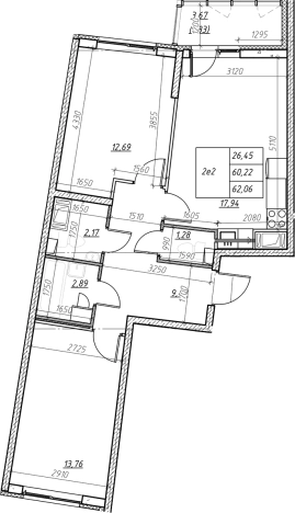 Купить трехкомнатную квартиру в ЖК Левитан в Мурине. Вариант № 6853112, 0, площадь -  квм, цена 8978802 рублей