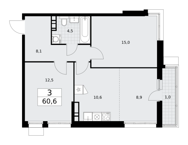Купить трехкомнатную квартиру у метро Аэропорт Внуково в Москве. Вариант № 2206803, 0, площадь - квм, цена 16978302 рублей