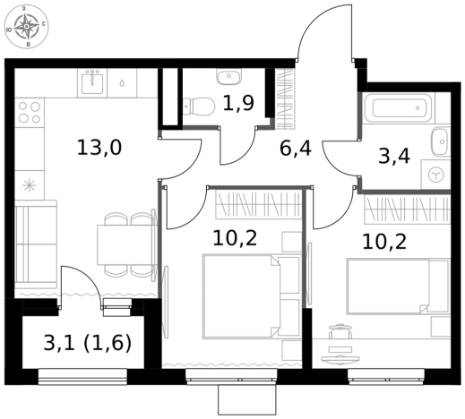 Купить двухкомнатную квартиру у метро Щелковская в Москве. Вариант № 9714939, 0, площадь -  квм, цена 18222340 рублей