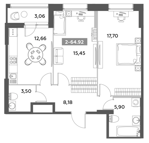 Купить двухкомнатную квартиру в новостройках у метро Звёздная в Санкт-Петербурге. Вариант № 6217211, 0, площадь -  квм, цена 22592410 рублей