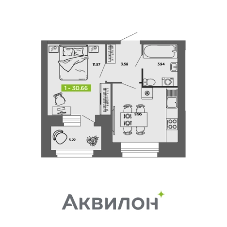 Купить квартиру в Архангельске. Вариант № 6705163, 2, площадь -  квм, цена 4867665 рублей