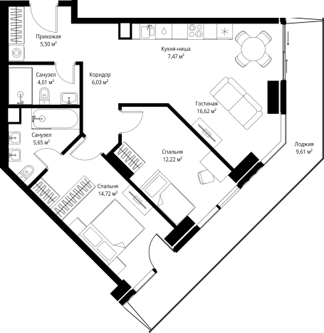 . Вариант № 143836, 0, площадь - 81.83 квм, цена 47608694 рублей